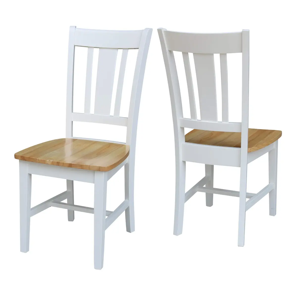 IC International Concepts San Remo Solid Wood Chairs, White/Natural | Classic Dining Comfort - main product image