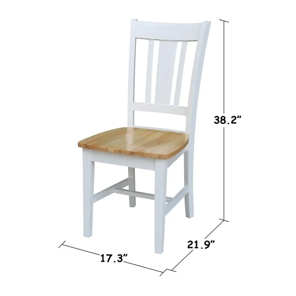 IC International Concepts San Remo Solid Wood Chairs, White/Natural | Classic Dining Comfort - view 3