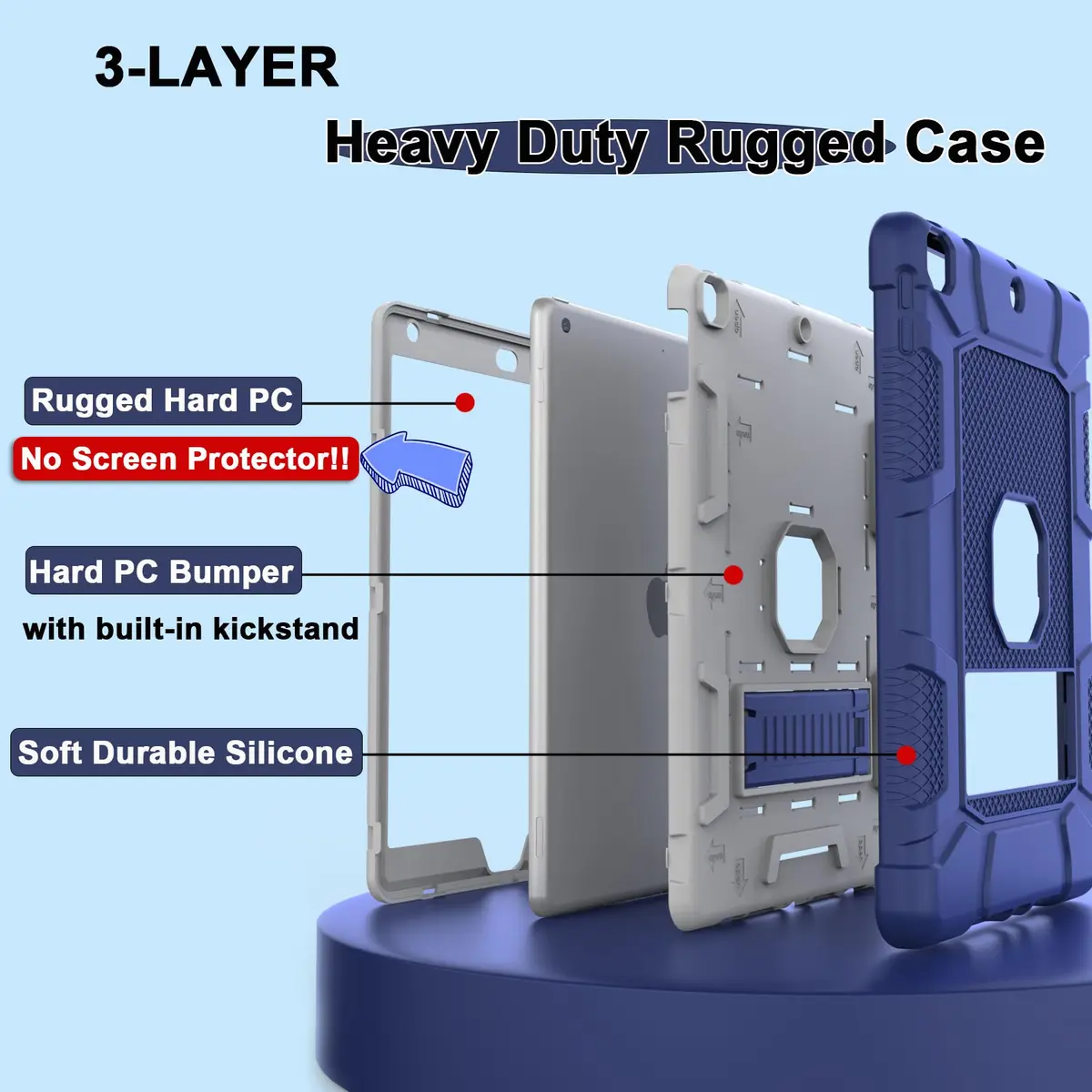 rantice iPad 9th/8th/7th Gen Case | Shockproof Rugged Drop Protection with Kickstand (10.2") - view 3