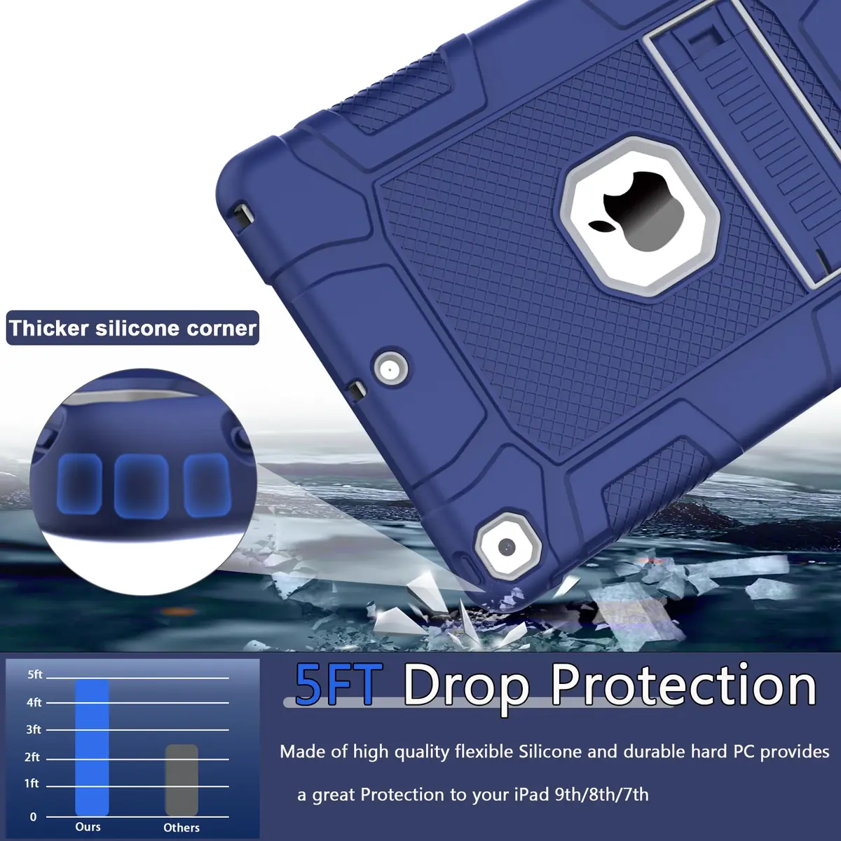 rantice iPad 9th/8th/7th Gen Case | Shockproof Rugged Drop Protection with Kickstand (10.2") - view 4