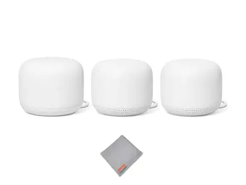 Google Nest Wifi Router and 2 Points - WiFi Extender with Smart Speaker - Works with Google WiFi (3 Pack, Snow) - main product image