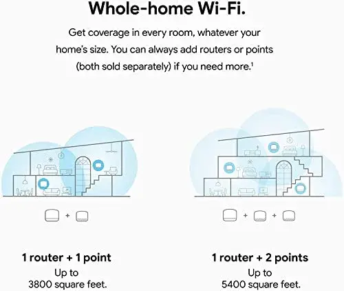 Google Nest Wifi Router and 2 Points - WiFi Extender with Smart Speaker - Works with Google WiFi (3 Pack, Snow) - view 2