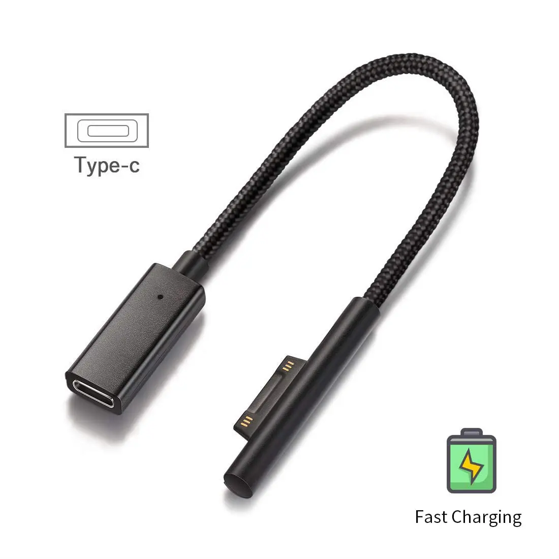 Sisyphy Surface Connect to USB-C Charging Cable 20cm (8in) Nylon | 45W PD Fast Charging for Surface Pro, Laptop, Go, Book - view 9