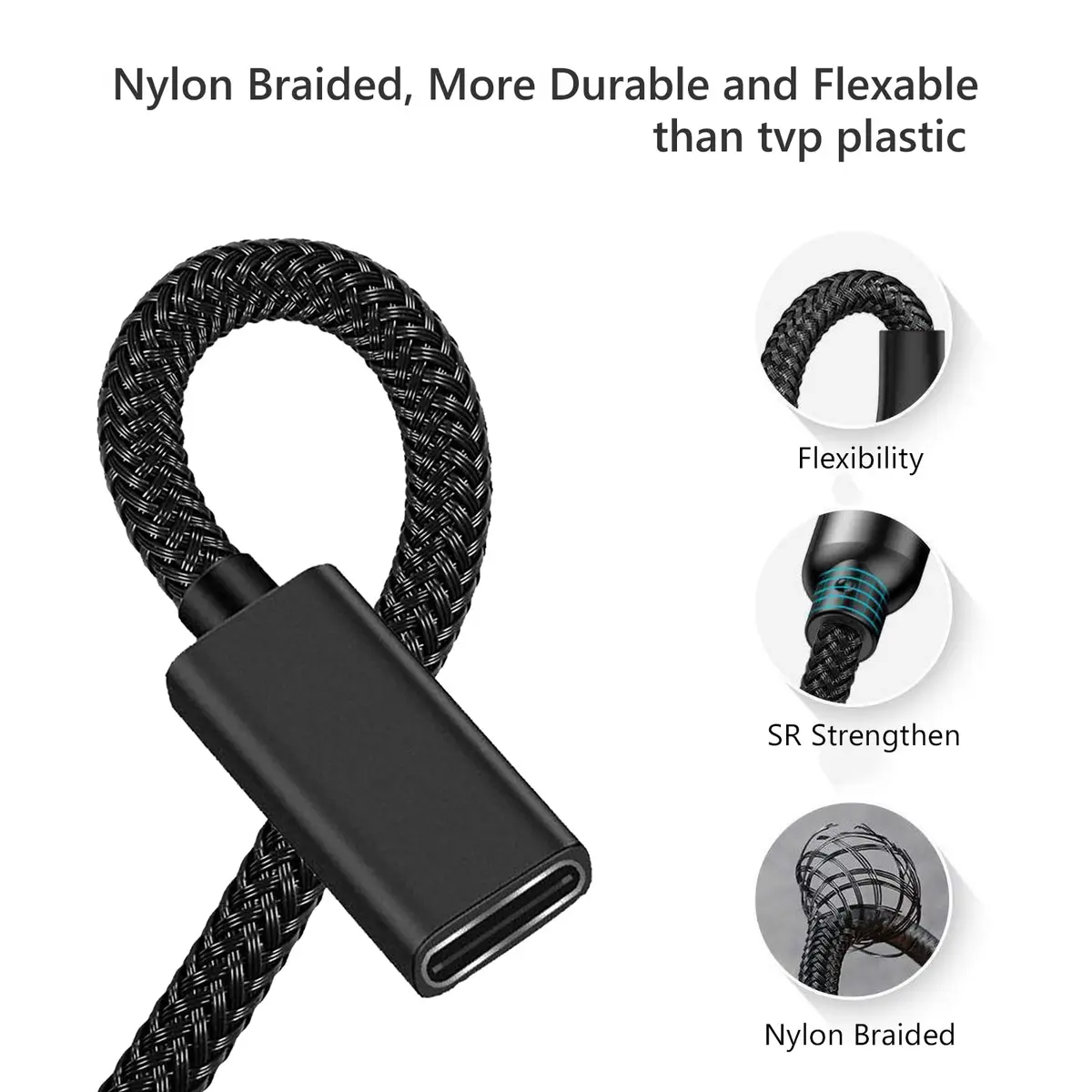 Sisyphy Surface Connect to USB-C Charging Cable 20cm (8in) Nylon | 45W PD Fast Charging for Surface Pro, Laptop, Go, Book - view 4