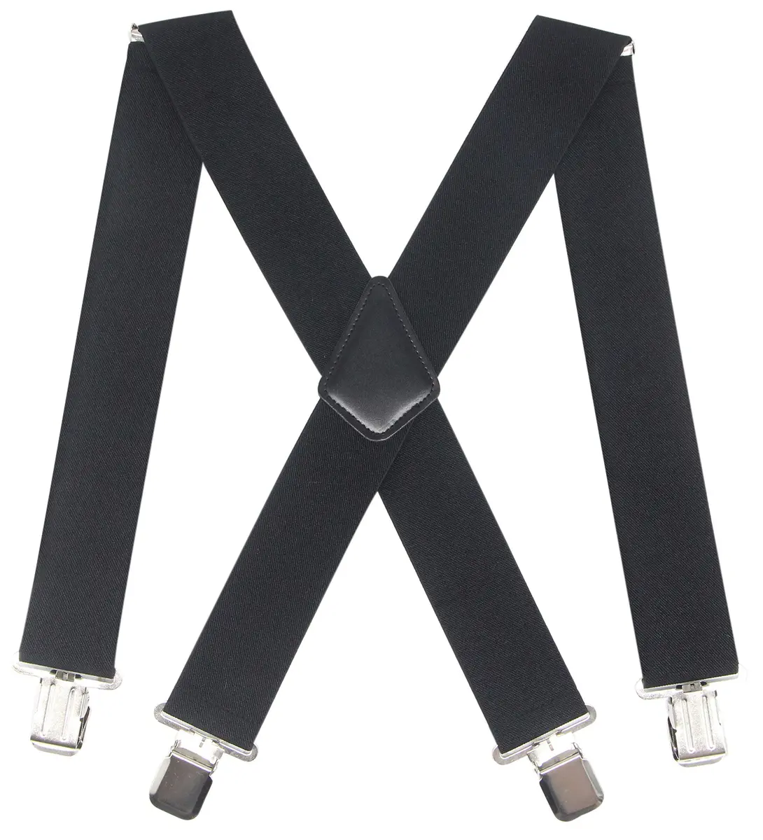 Timiot Mens 2 Inch Wide Suspenders Heavy Duty Clips Adjustable Elastic Big & Tall X-Back (Black) | Classic Style - main product image