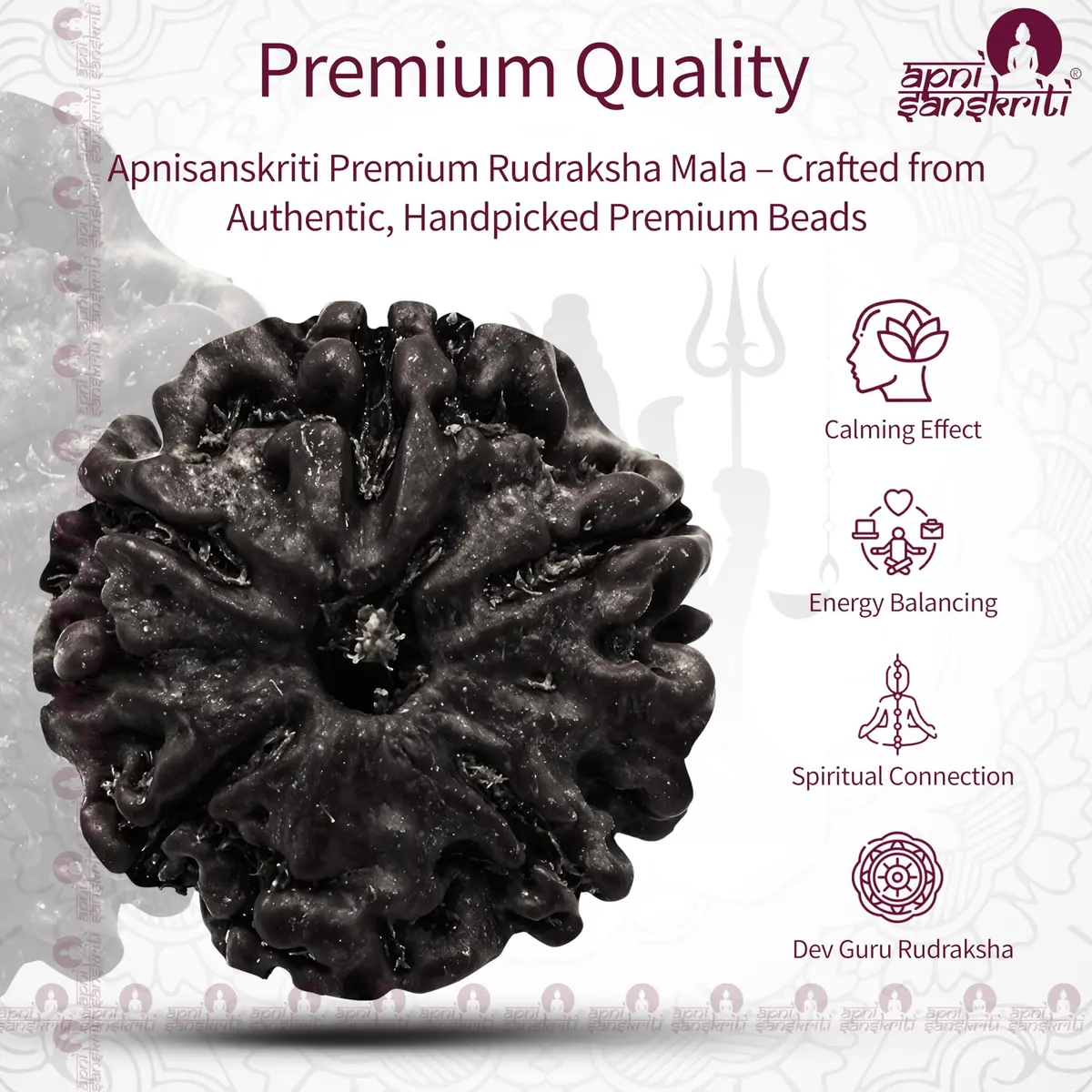 Apnisanskriti Black Rudraksha Mala with Golden Cap, 7-8mm Oval Beads | 109 Beads, 50g - view 4