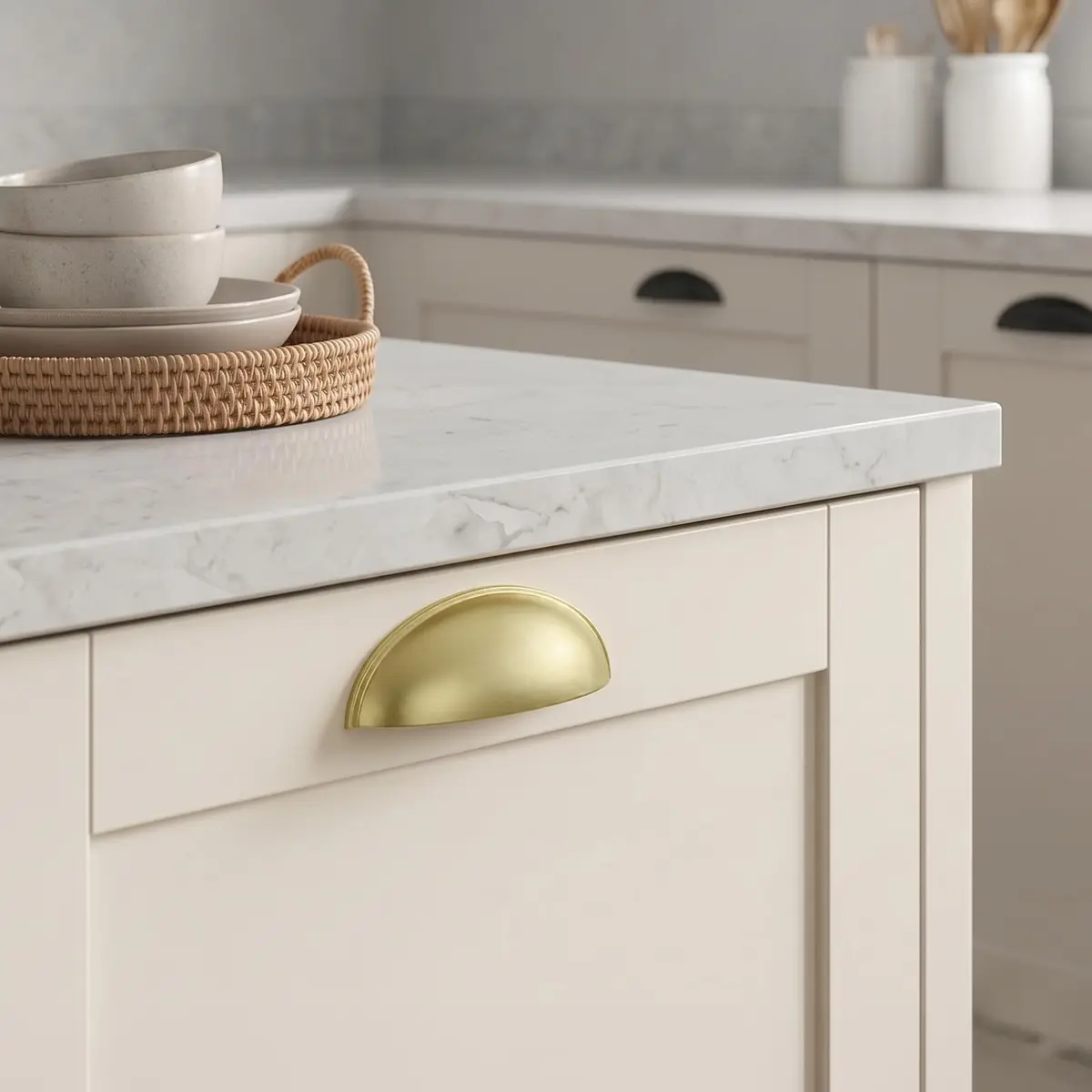 Goldenwarm Light Brass Bin Cup Pulls 3in Hole Centers | Modern Kitchen Hardware (70-120 chars) - view 7