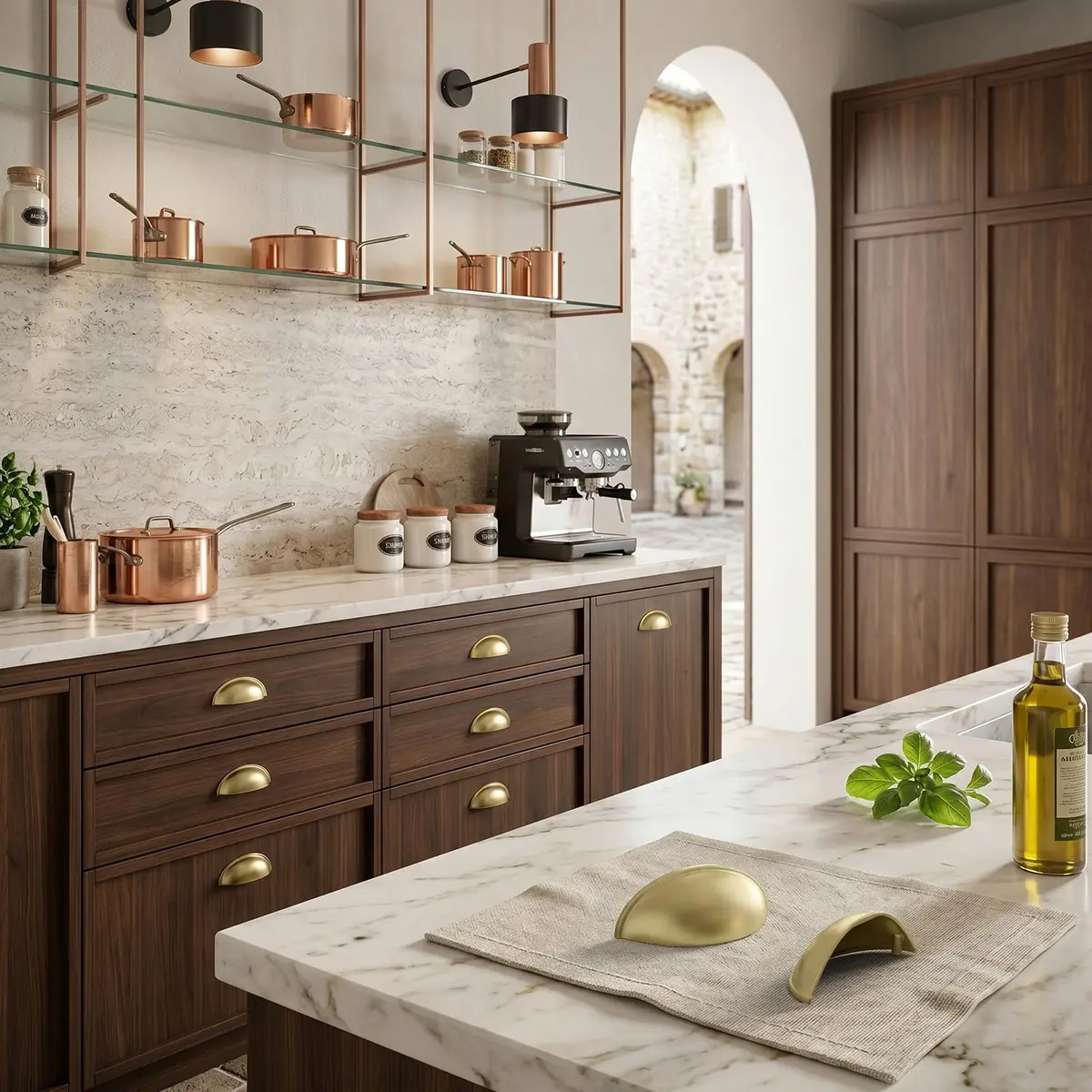 Goldenwarm Light Brass Bin Cup Pulls 3in Hole Centers | Modern Kitchen Hardware (70-120 chars) - view 3