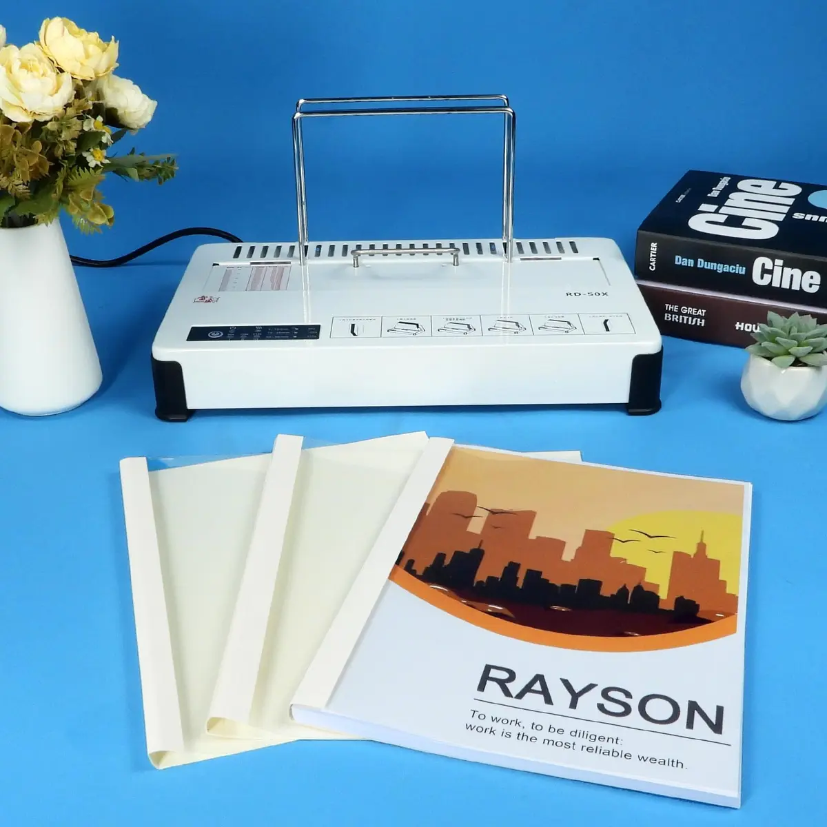 RAYSON Thermal Binding Covers 1/4" (6mm) White PVC Transparent Front, Glossy White Back, Holds 55 Sheets, 25 Pack | USA-Sourced for Professional Documents - view 7