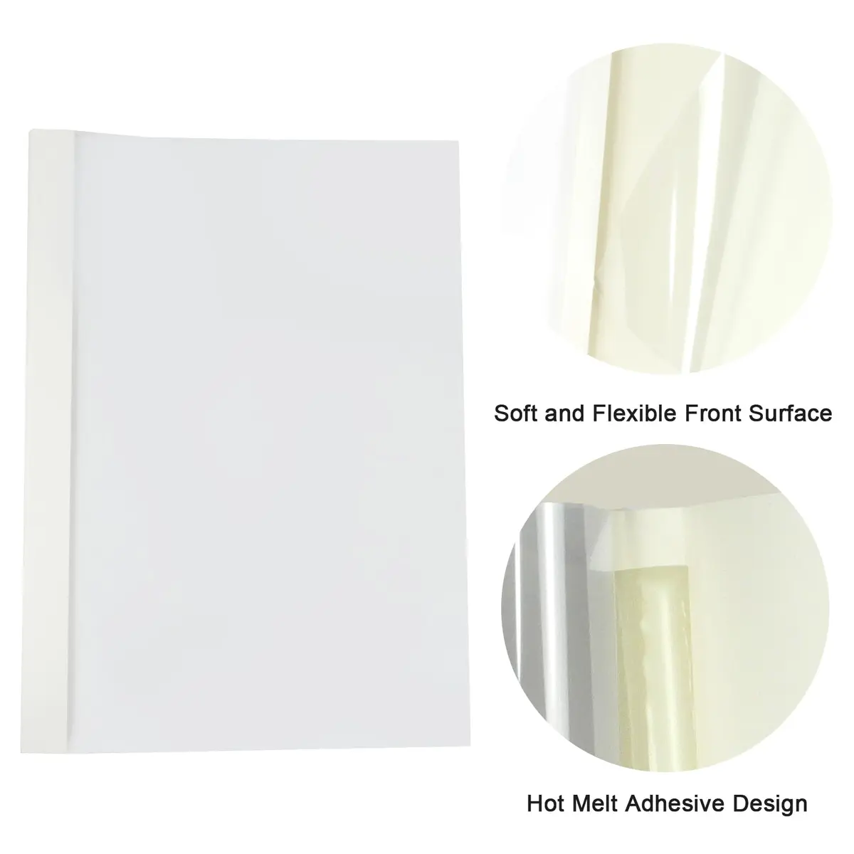 RAYSON TBC3-25-W Thermal Binding Covers 1/8" (3.2mm) 25 Pack | Holds 28 Sheets, PVC Transparent Front, Glossy White Back - view 8