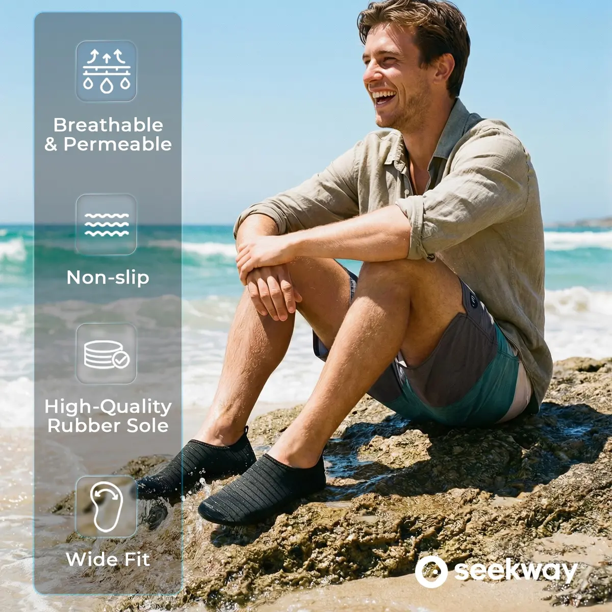 SEEKWAY Water Shoes Women Men Adult Quick-Dry Aqua Socks Non Slip Black SK002(U) | 330g (0.73lb) - view 7