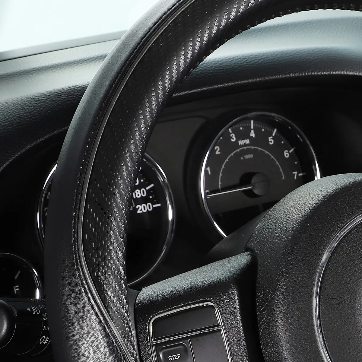 SEG Direct Steering Wheel Cover 15.5"-16" Heavy-Duty, Black Carbon Fiber | Microfiber Leather, Non-Slip, Easy Install - view 2