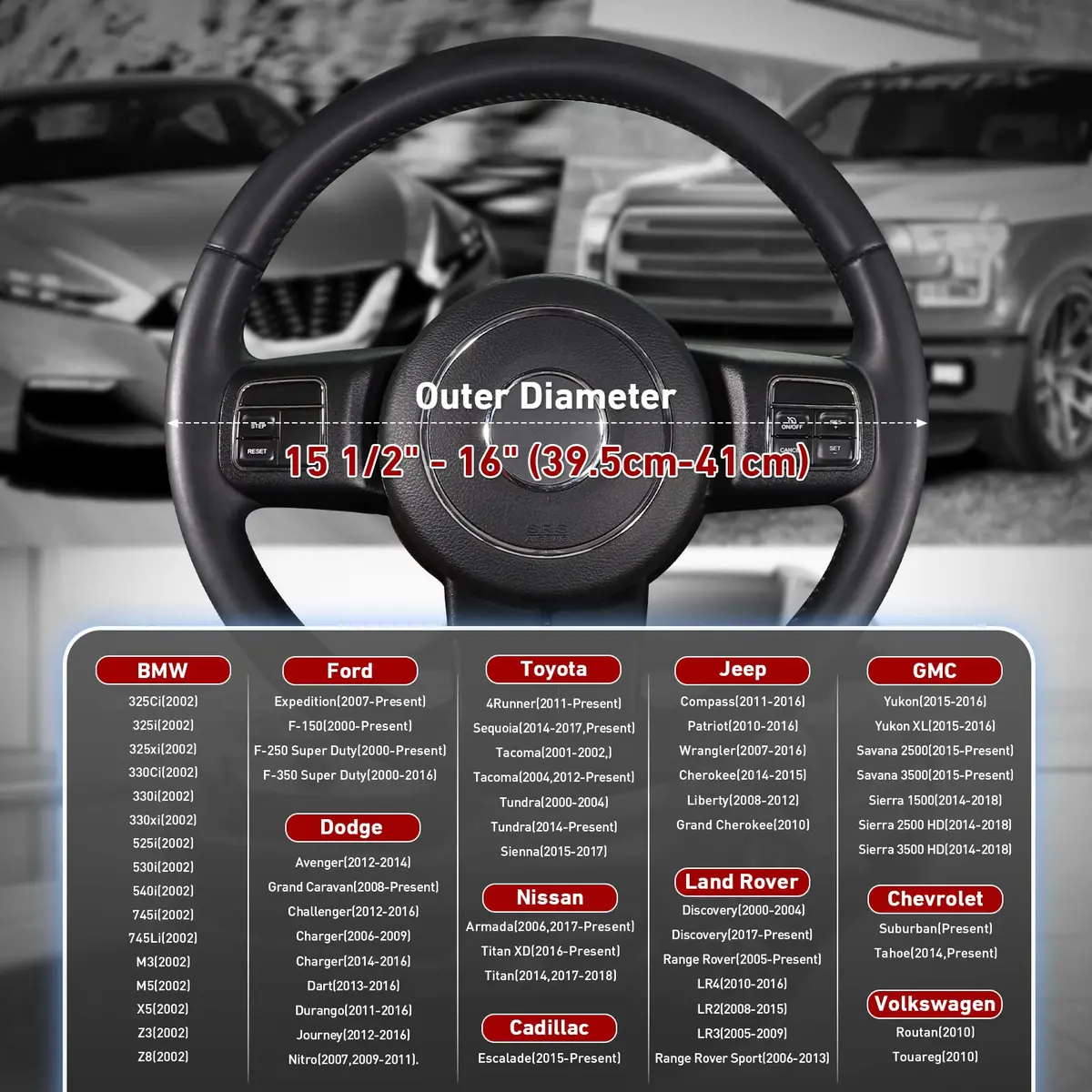 SEG Direct Steering Wheel Cover 15.5"-16" Heavy-Duty, Black Carbon Fiber | Microfiber Leather, Non-Slip, Easy Install - view 3