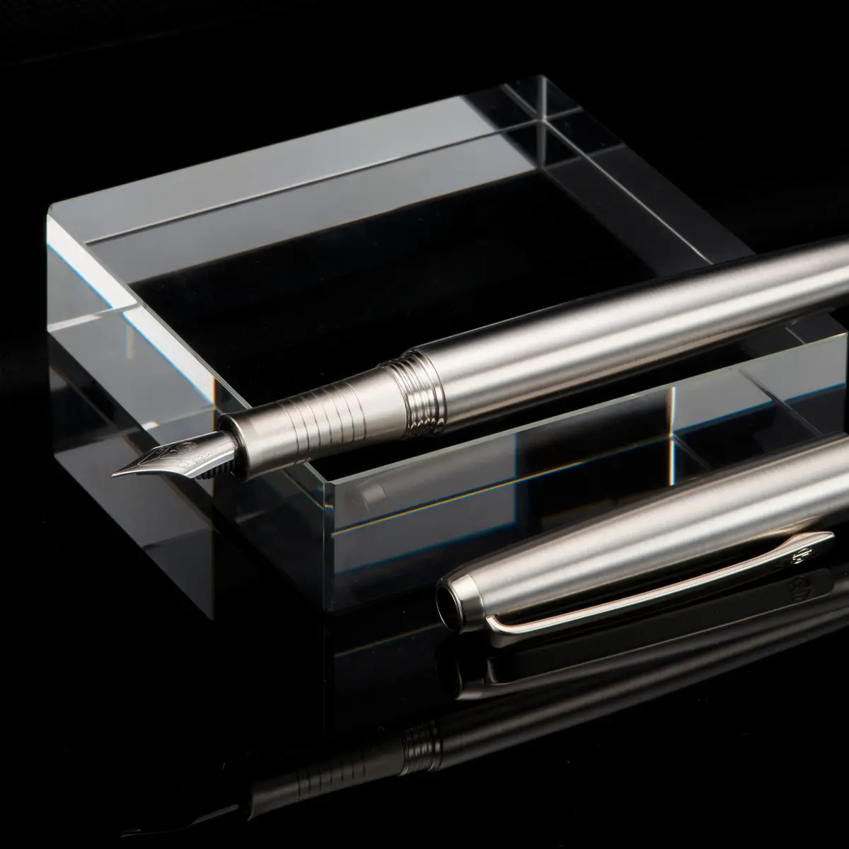 Lanxivi Fountain Pen Extra Fine Nib with Converter & Metal Pen Box | Stainless Steel, 138mm - view 6