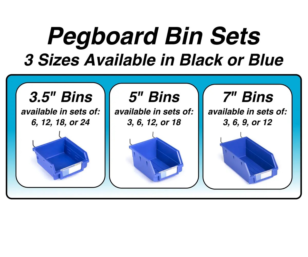 Right Arrange Pegboard Bins 3 Pack Black | Heavy Duty Metal Hooks for Standard Peg Boards - view 5