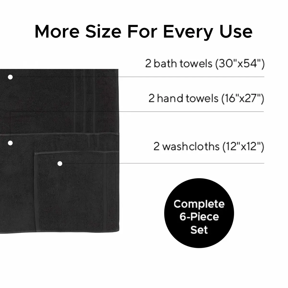 Veteran Textile Towels Luxury Turkish Cotton Towel Set 6 Pieces | Soft, Absorbent & Quick-Drying for Bathroom & Kitchen - view 8