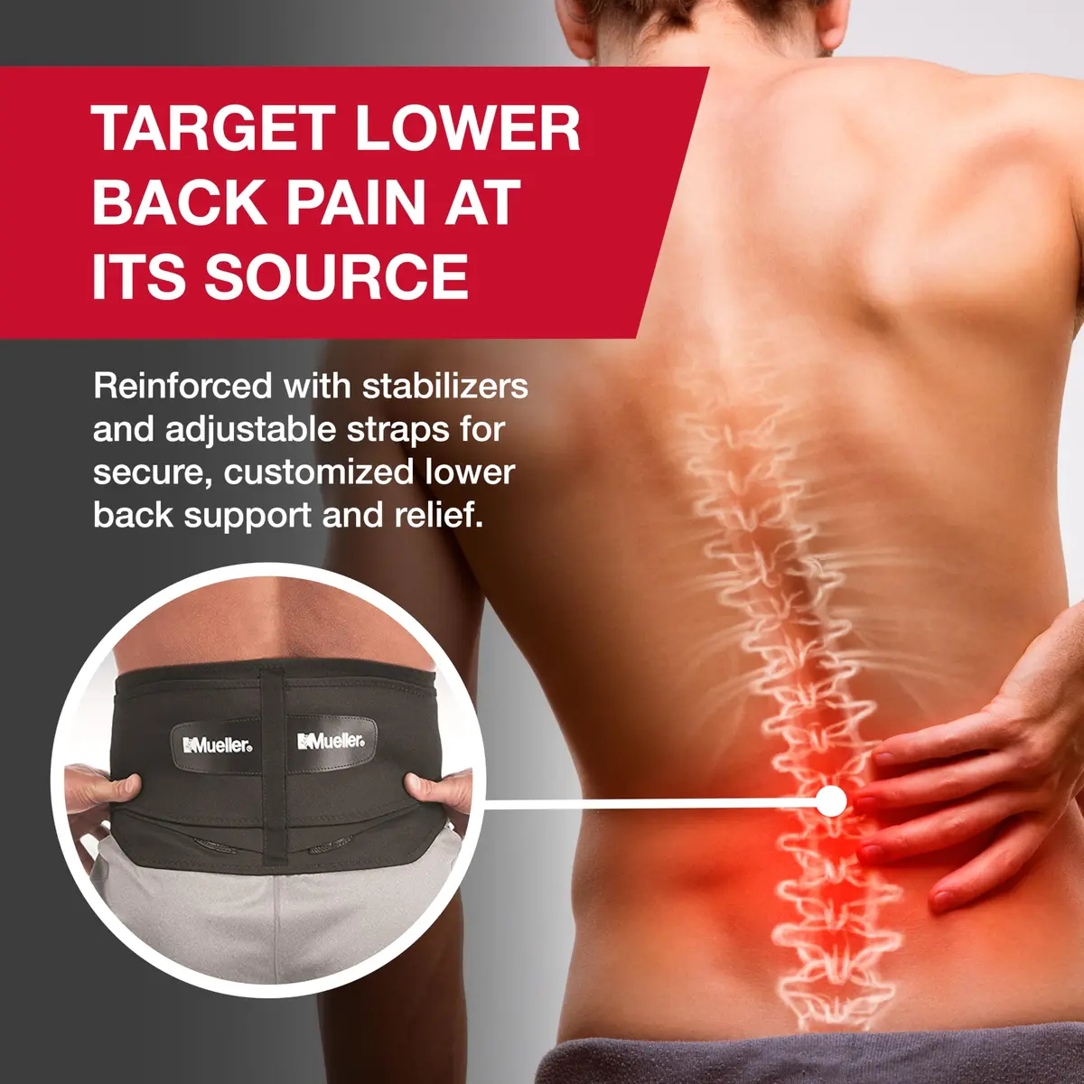 MUELLER Lumbar Back Brace with Removable Pad | Adjustable Support for Back Pain Relief - view 6
