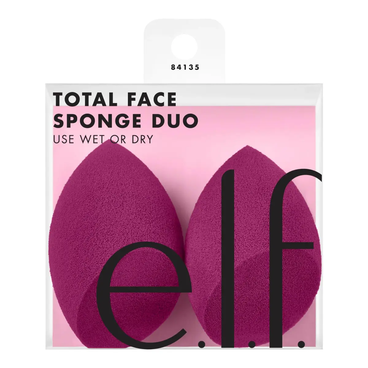 e.l.f. Total Face Sponge Duo Plush Pink 2 Count | Multi-Sided Latex-Free Makeup Sponges For Easy Blending - main product image