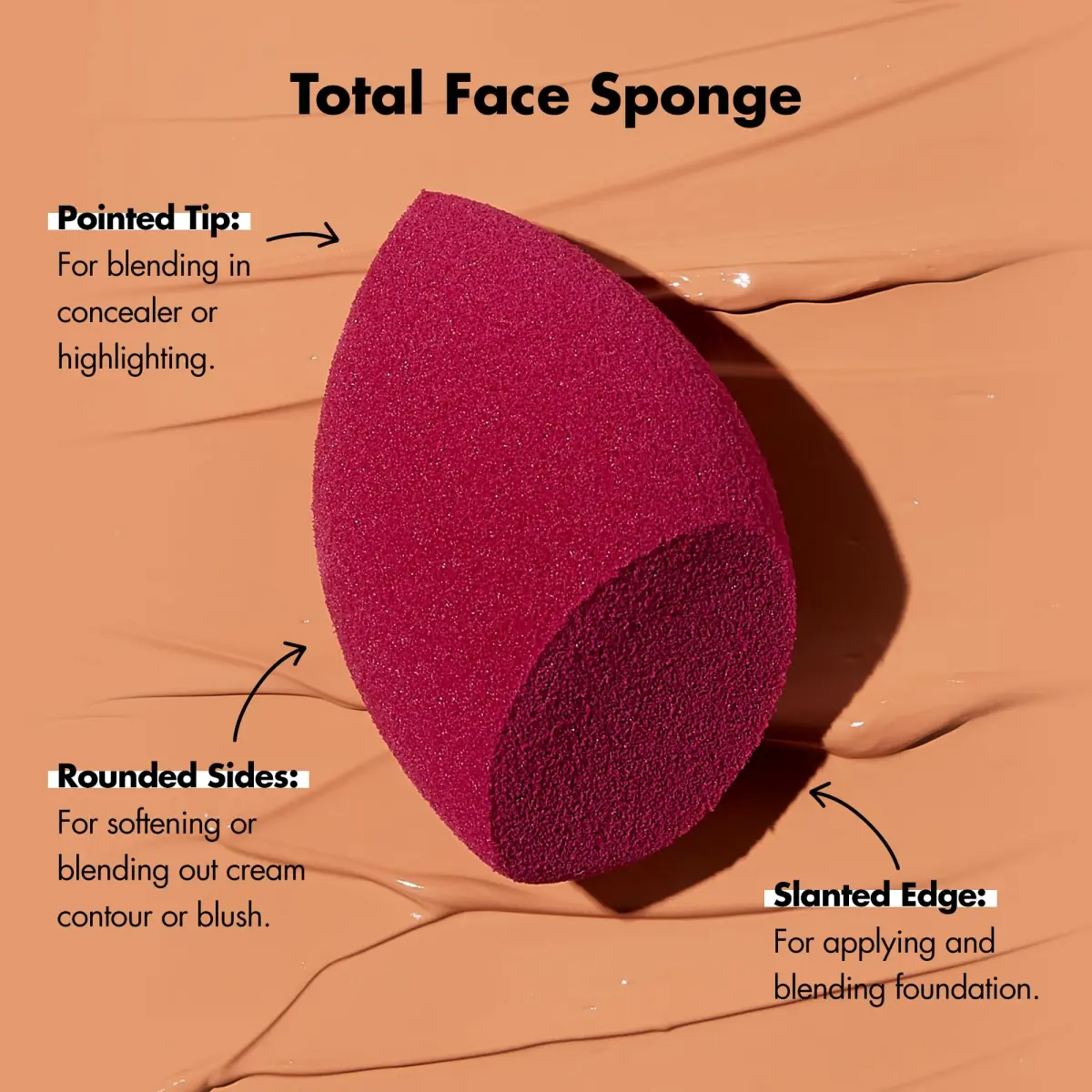 e.l.f. Total Face Sponge Duo Plush Pink 2 Count | Multi-Sided Latex-Free Makeup Sponges For Easy Blending - view 3