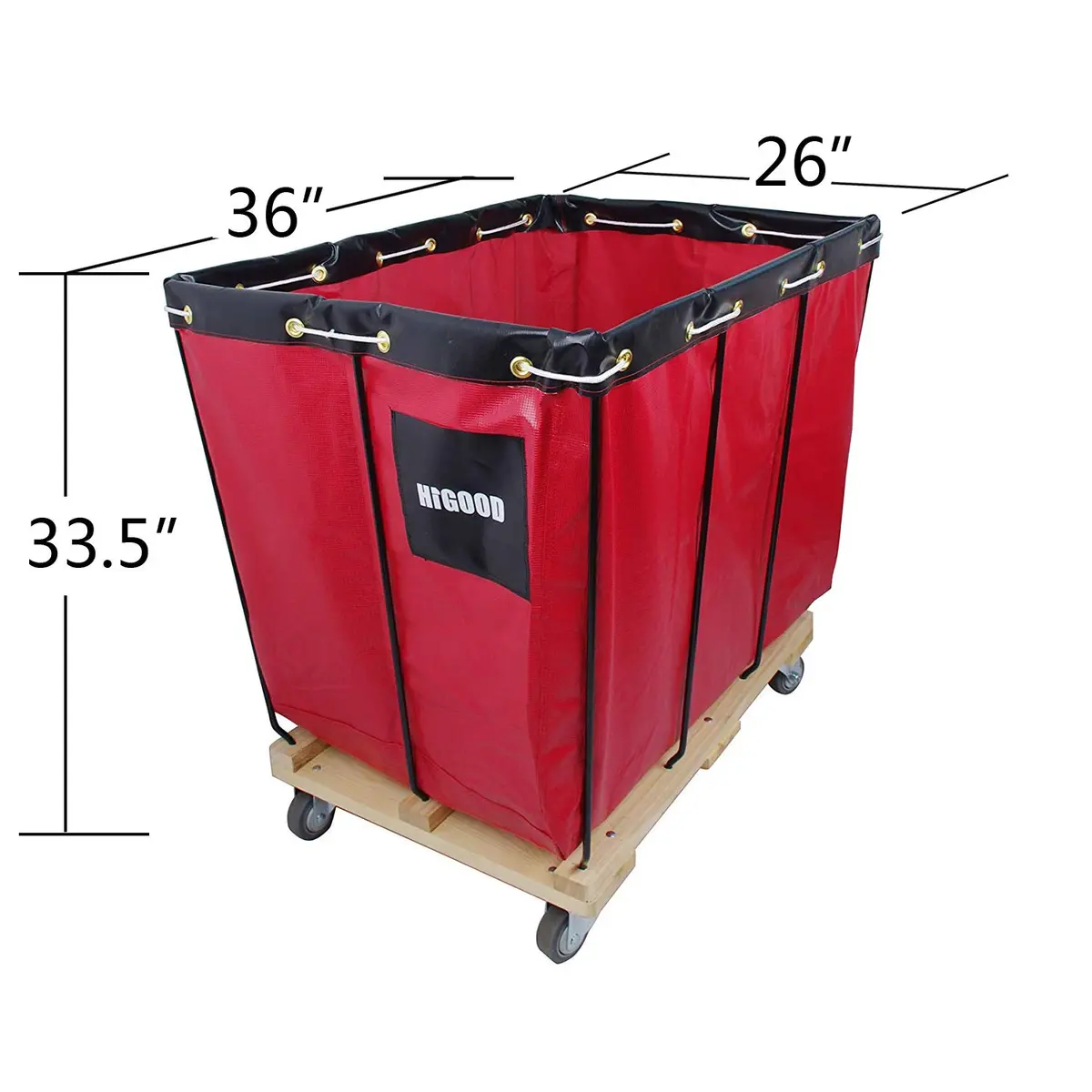HIGOOD 12 Bushel Vinyl Basket Truck | Industrial Heavy Duty Service Cart with 600 lb Capacity - view 2