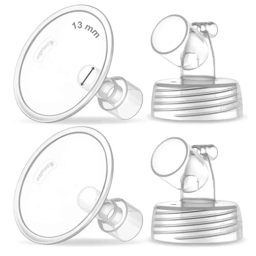 Maymom 13mm Wide Neck Pump Parts for Spectra S1/S2 Pumps | BPA-Free Double Pumping Flanges (2-Pack) - main product image