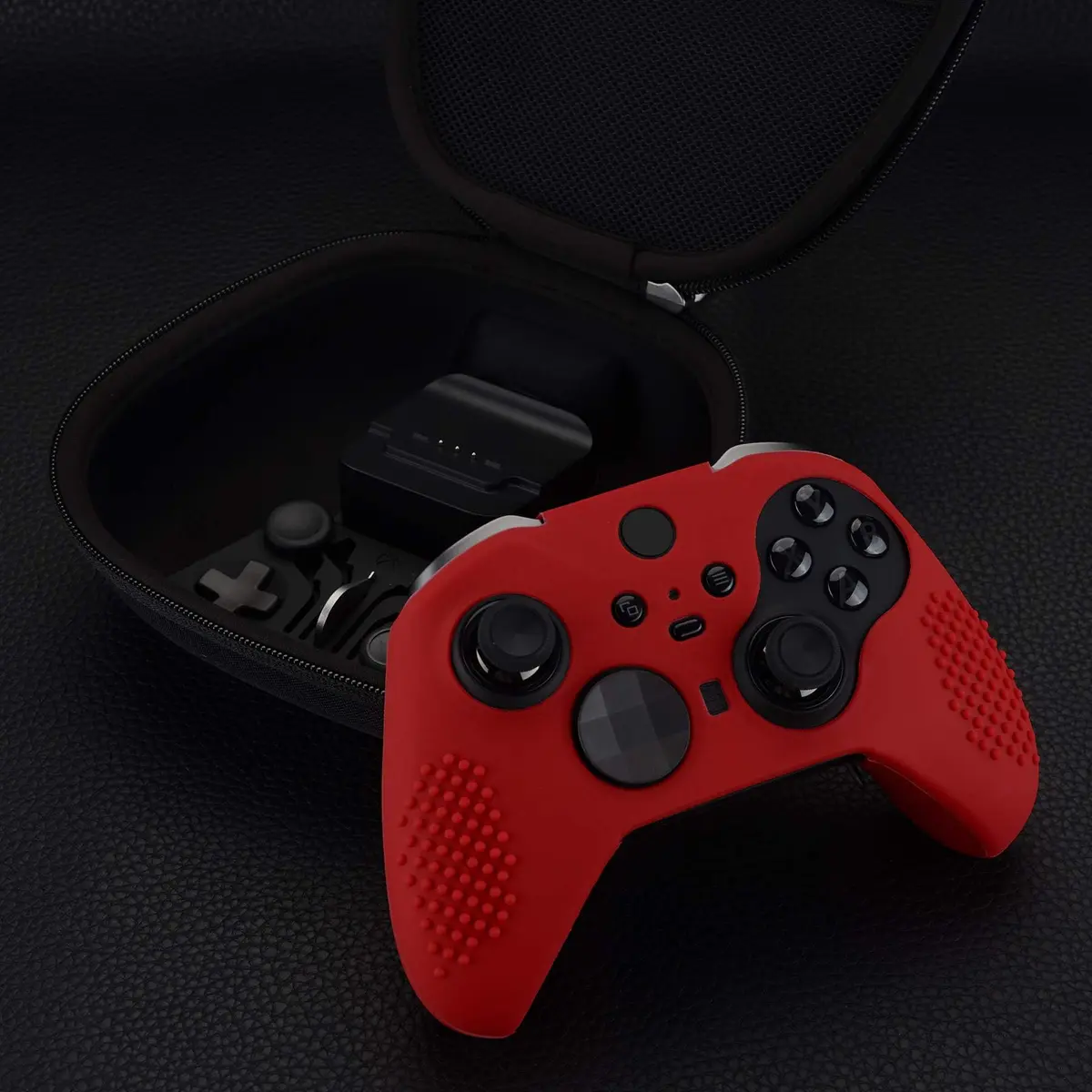 eXtremeRate PlayVital Red Anti-Slip Silicone Cover for Xbox Elite Series 2 | Controller Protective Case with Thumb Caps - view 3