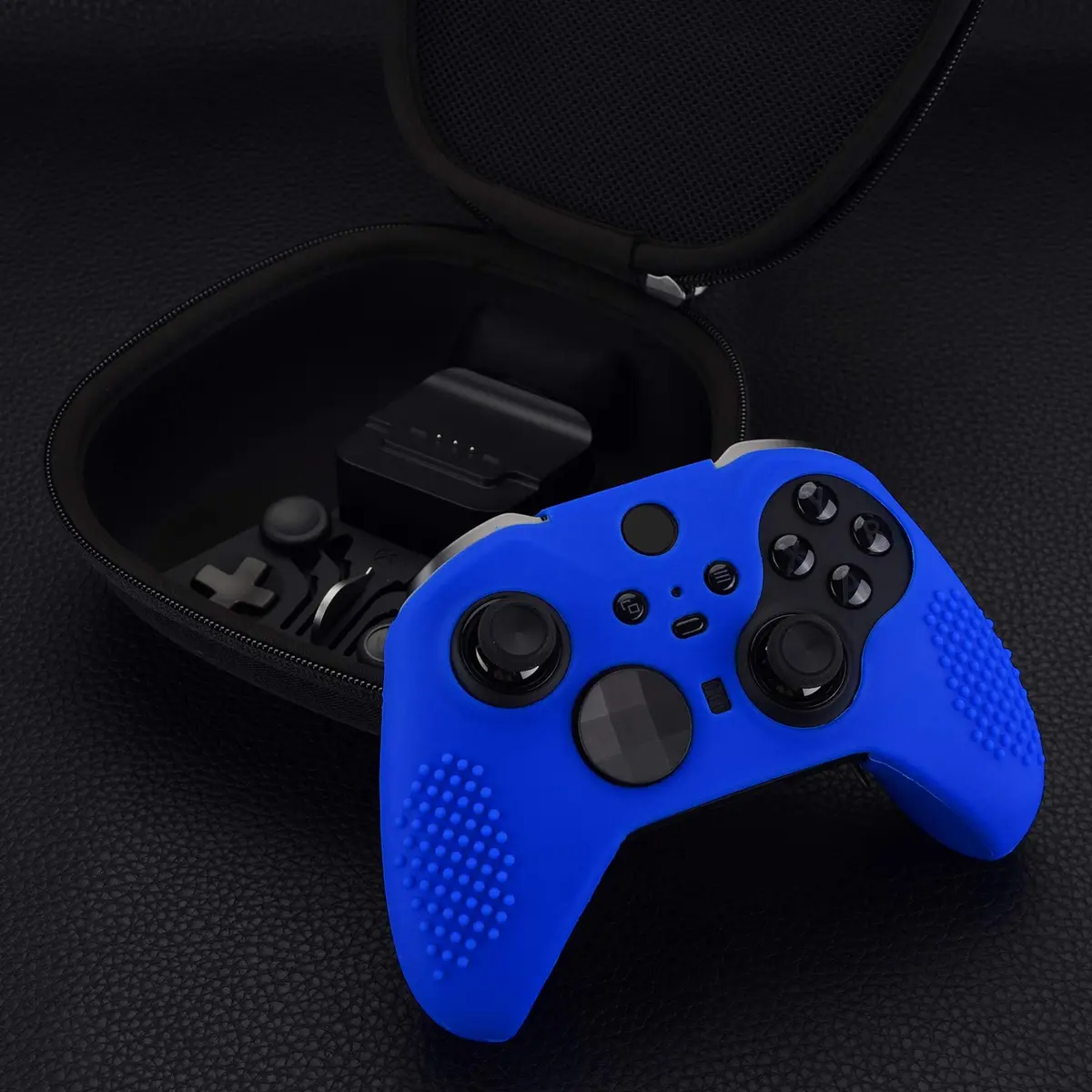 eXtremeRate PlayVital Blue Anti-Slip Silicone Cover for Xbox Elite Series 2 | Controller Protective Case with Thumb Caps - view 3