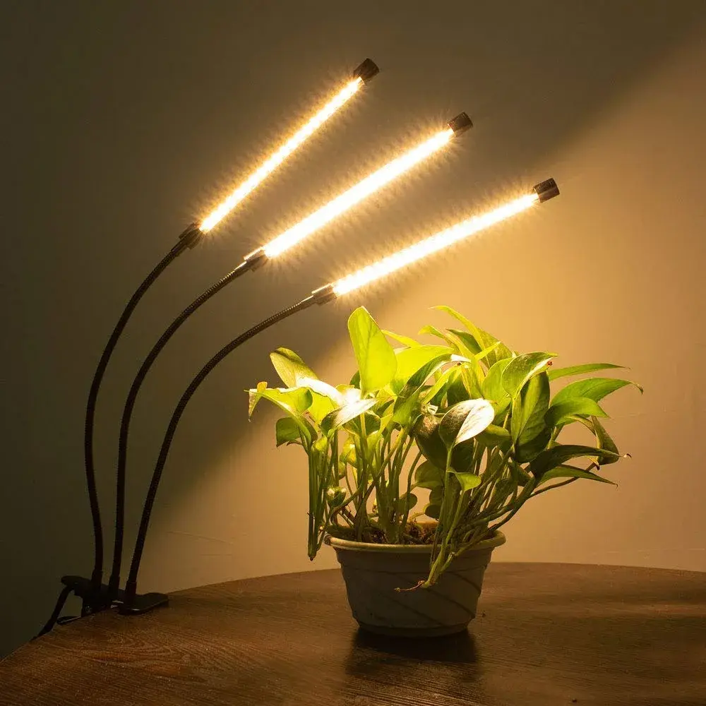 Bseah Full Spectrum LED Grow Light for Indoor Plants, 3-Head Clip-On Lamp with Timer & Dimmable Brightness | 15W (E26 Base) - view 4