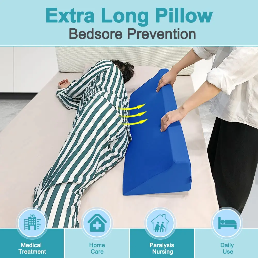 AOSSA Wedge Pillow for Sleeping, Foam Body Positioning Wedges for Bed Adults, 34" Long Inclined Sleepers Cushion for Pressure Ulcer, Bed Sores Treatment, Turning Large Body Nursing Wedge Pillow (Blue) - view 3