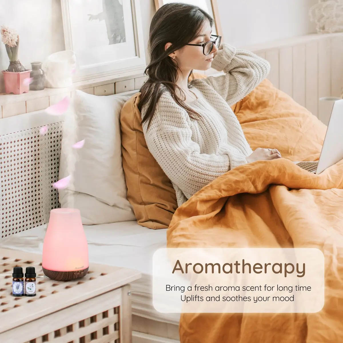 Homeweeks 100ml Essential Oil Diffuser | Ultrasonic Cool Mist with 7 Color LED Light - view 3