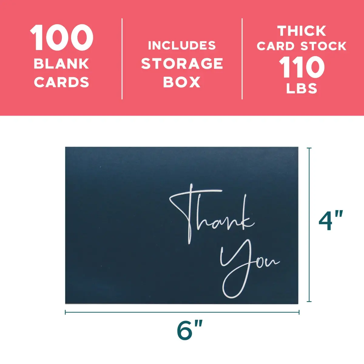 VNS Creations Thank You Cards With Envelopes - 100 Pack 4 x 6 Inch | Navy Blue - view 5