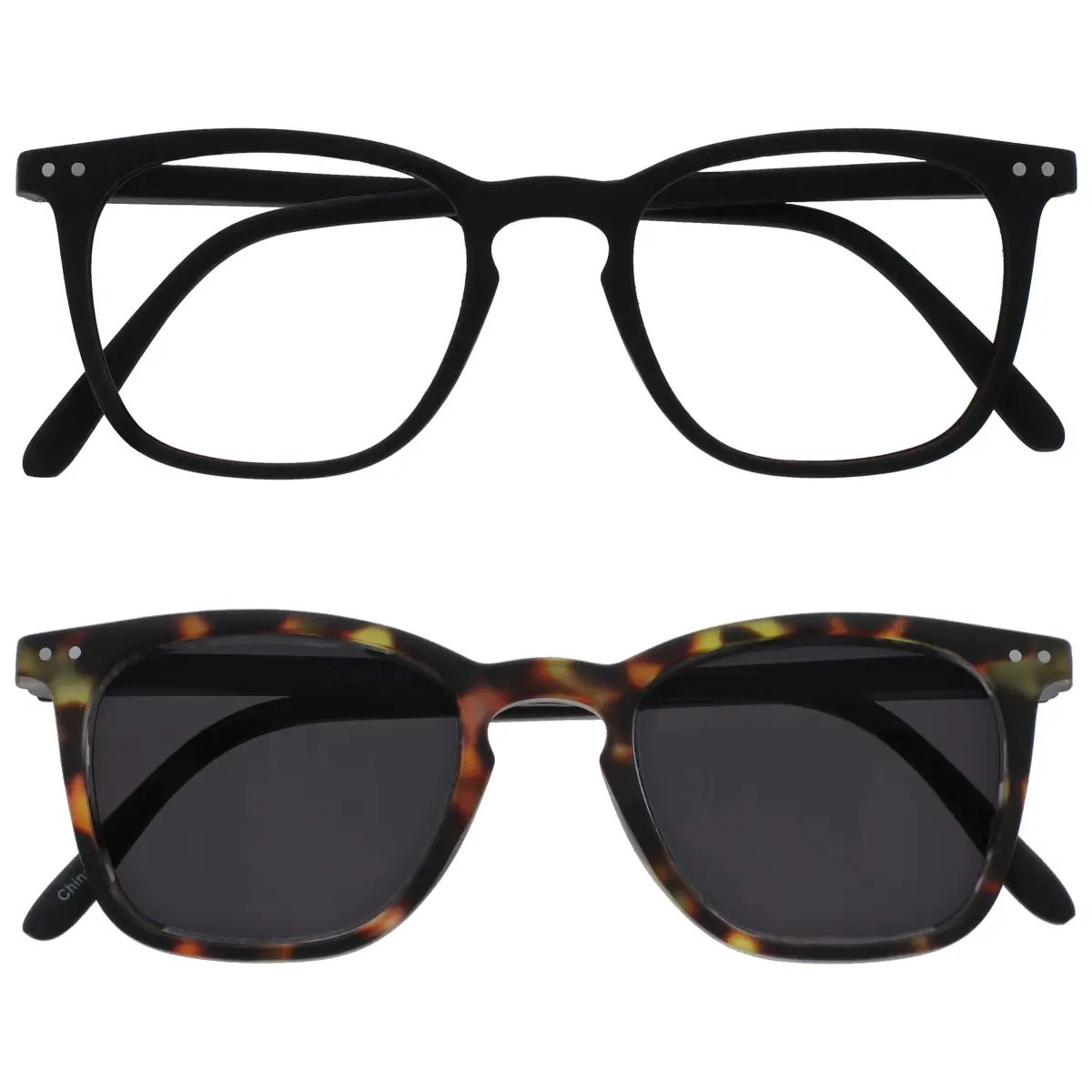 OPULIZE BEX Reading Glasses for Women & Men, Large Designer Style +3.00 Diopters (2-Pack) | Oversized Square Frames with Spring Hinges - main product image