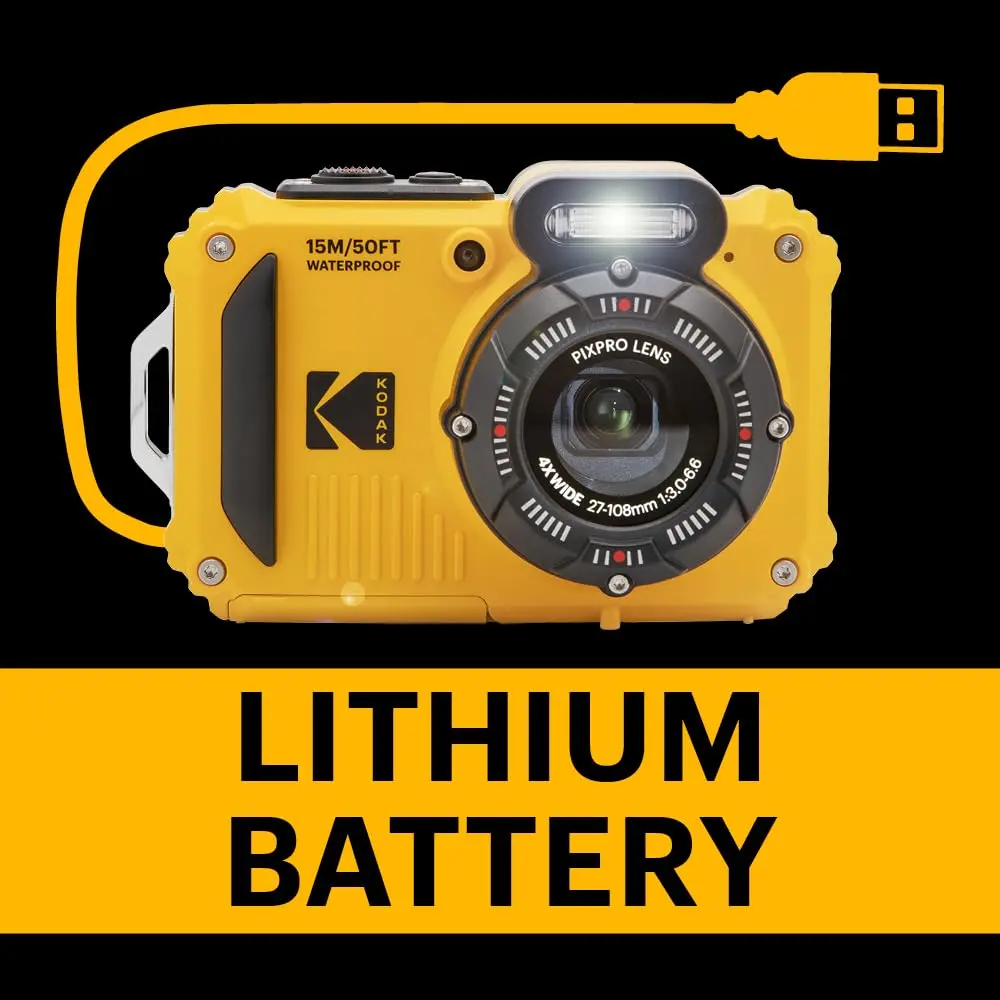 KODAK PIXPRO WPZ2 Waterproof Digital Camera - 16MP, 4X Optical Zoom, Yellow | 15m Waterproof, 1080p HD Video - view 8