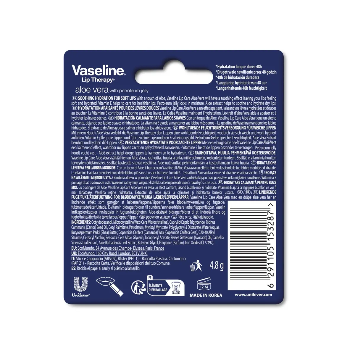 Vaseline Aloe Fresh Lip Therapy Stick 0.16 oz | Soothing Aloe & Vitamin E Hydration - view 2