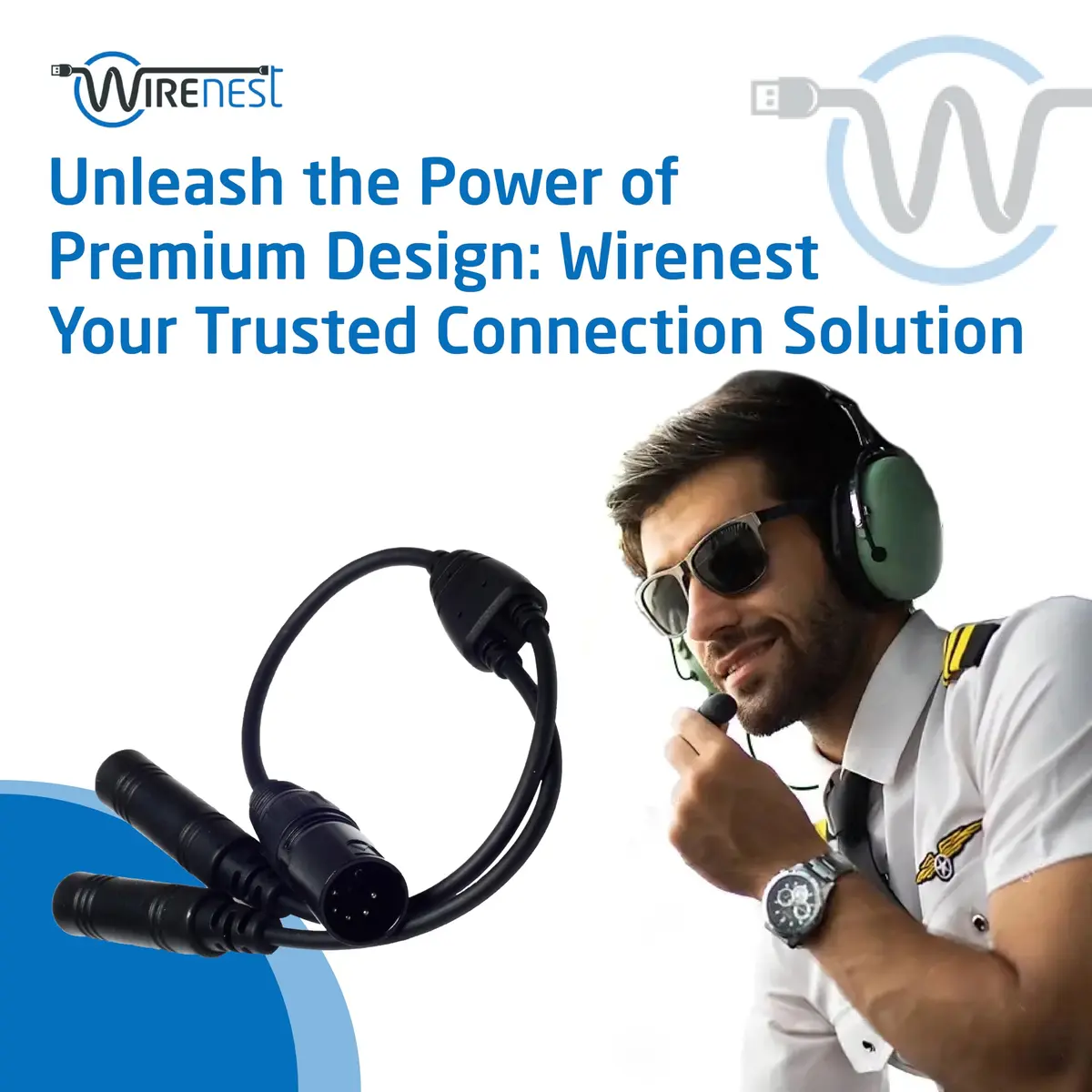 Wirenest GA Twin Plug to Airbus 5 Pin XLR Headset Adapter - Dual General Aviation PJ-055 (.206″) & PJ-068 (.25″) Jacks | Compatible with Major Pilot Headsets - view 7