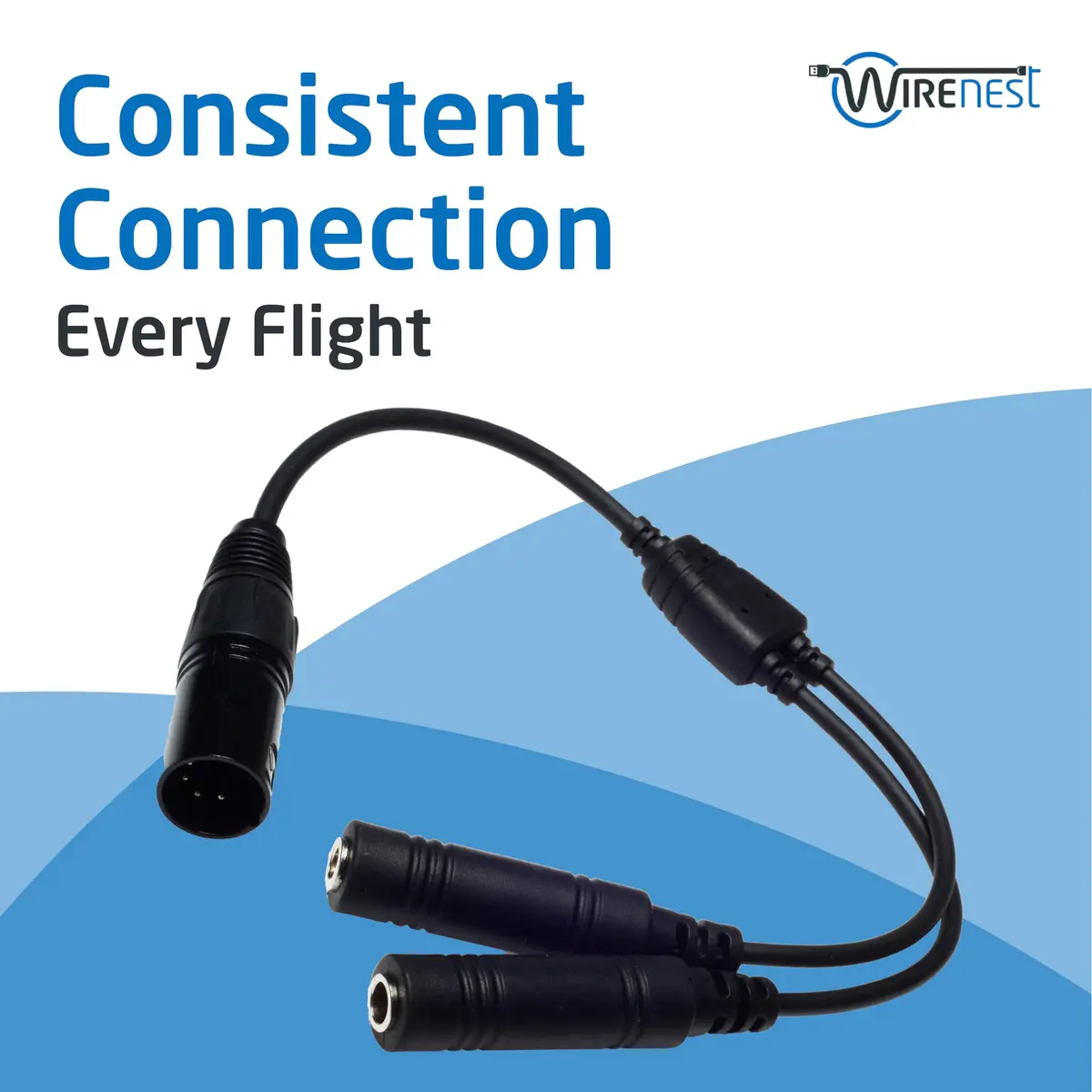 Wirenest GA Twin Plug to Airbus 5 Pin XLR Headset Adapter - Dual General Aviation PJ-055 (.206″) & PJ-068 (.25″) Jacks | Compatible with Major Pilot Headsets - view 4