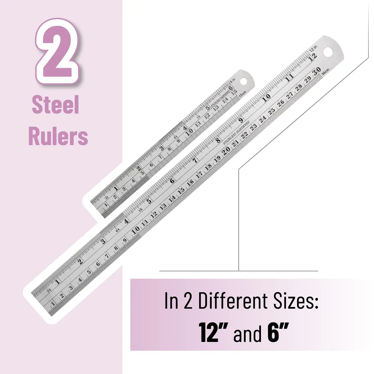 Mr. Pen Metal Straight Edge Ruler Set 15 cm (6 Inch) & 30 cm (12 Inch) | Accurate Markings for Precision - view 2