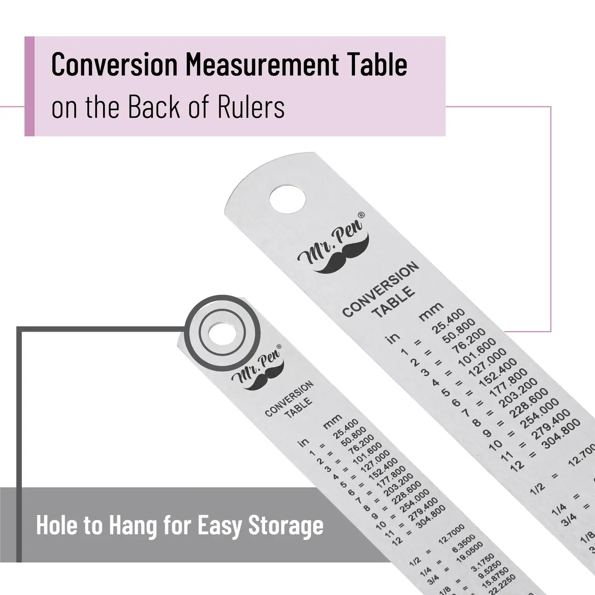 Mr. Pen Metal Straight Edge Ruler Set 15 cm (6 Inch) & 30 cm (12 Inch) | Accurate Markings for Precision - view 3