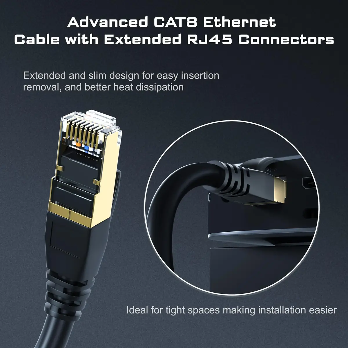 DbillionDa Cat 8 Ethernet Cable 100FT | 40Gbps 2000MHz Support for High-Speed Networking - view 4