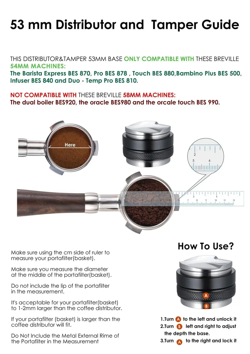 MATOW Coffee Distributor & Tamper 53mm | Adjustable Depth for Breville 54mm Portafilter - view 4