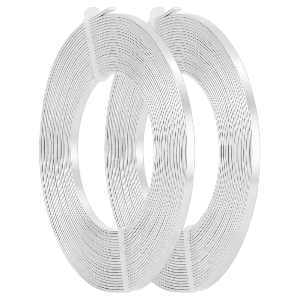 BENECREAT Jewelry Craft Wire 3mm Wide Aluminum Flat Wire 32ft Silver | Durable, Flexible & Long-Lasting Color - main product image