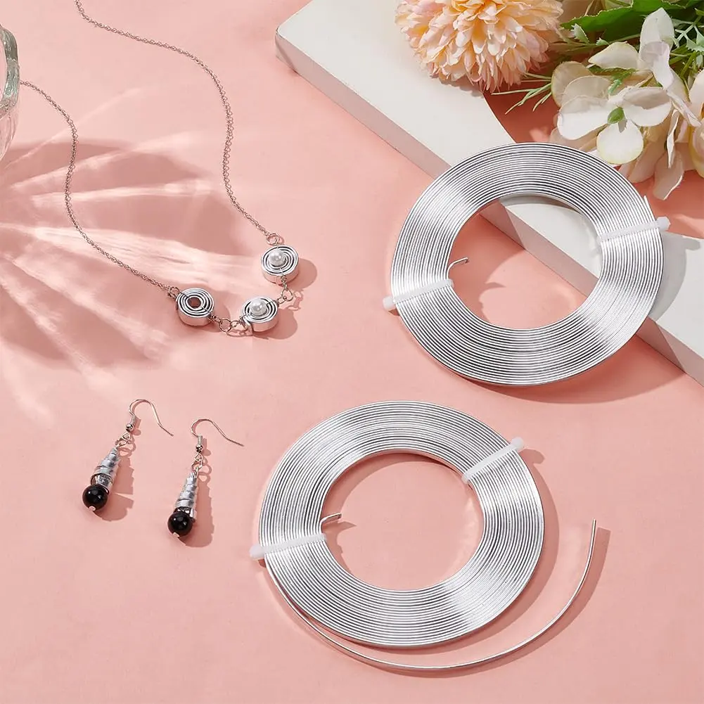 BENECREAT Jewelry Craft Wire 3mm Wide Aluminum Flat Wire 32ft Silver | Durable, Flexible & Long-Lasting Color - view 4