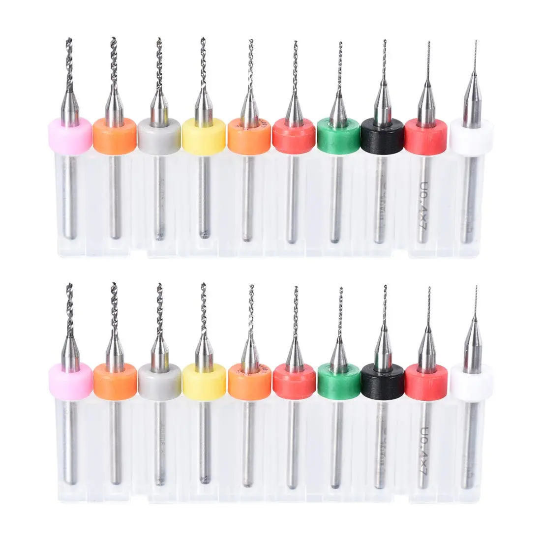 uxcell 0.3mm-1.2mm Tungsten Carbide PCB Drill Bits Set | 1/8" Shank, 38mm Length, 20 Pcs - main product image