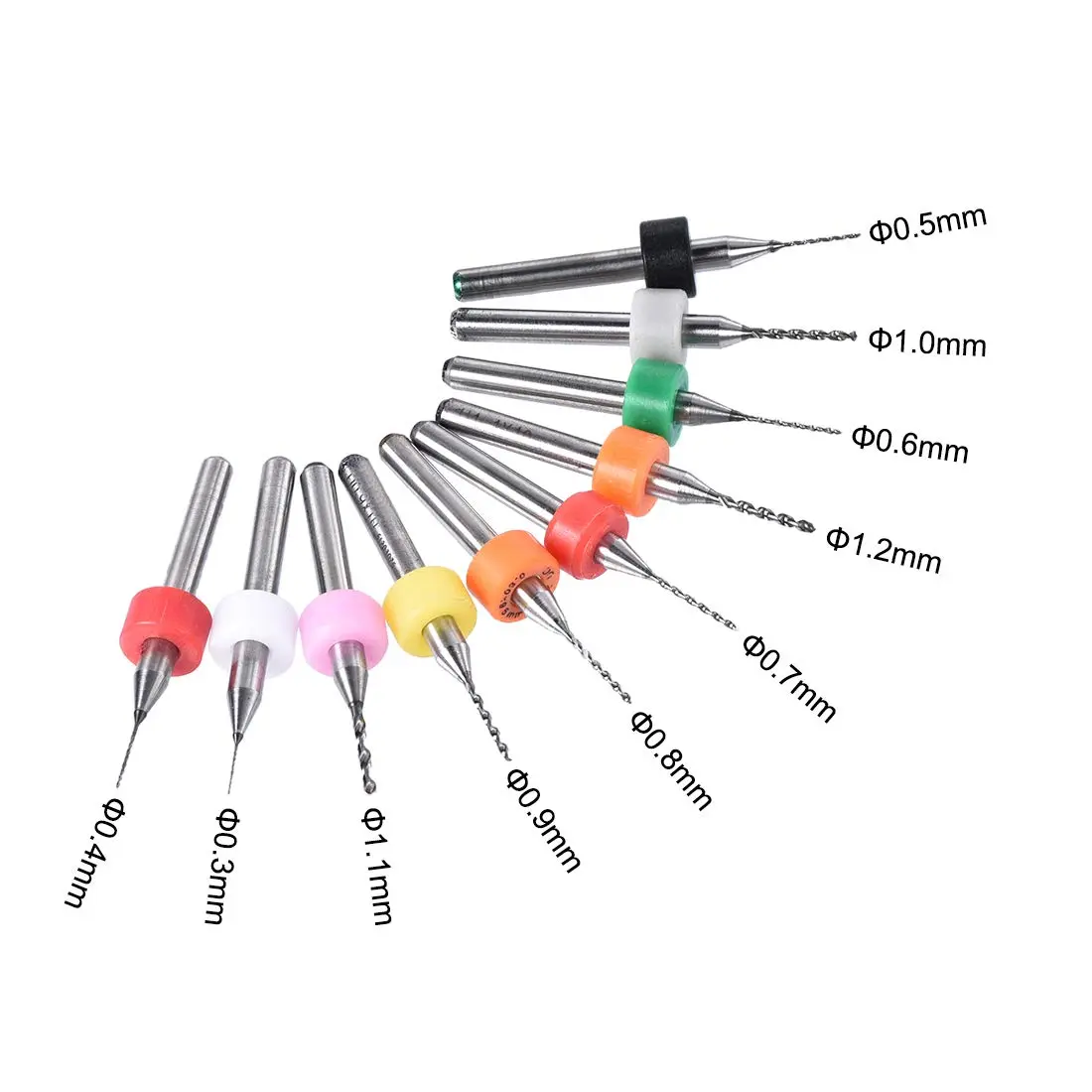 uxcell 0.3mm-1.2mm Tungsten Carbide PCB Drill Bits Set | 1/8" Shank, 38mm Length, 20 Pcs - view 2