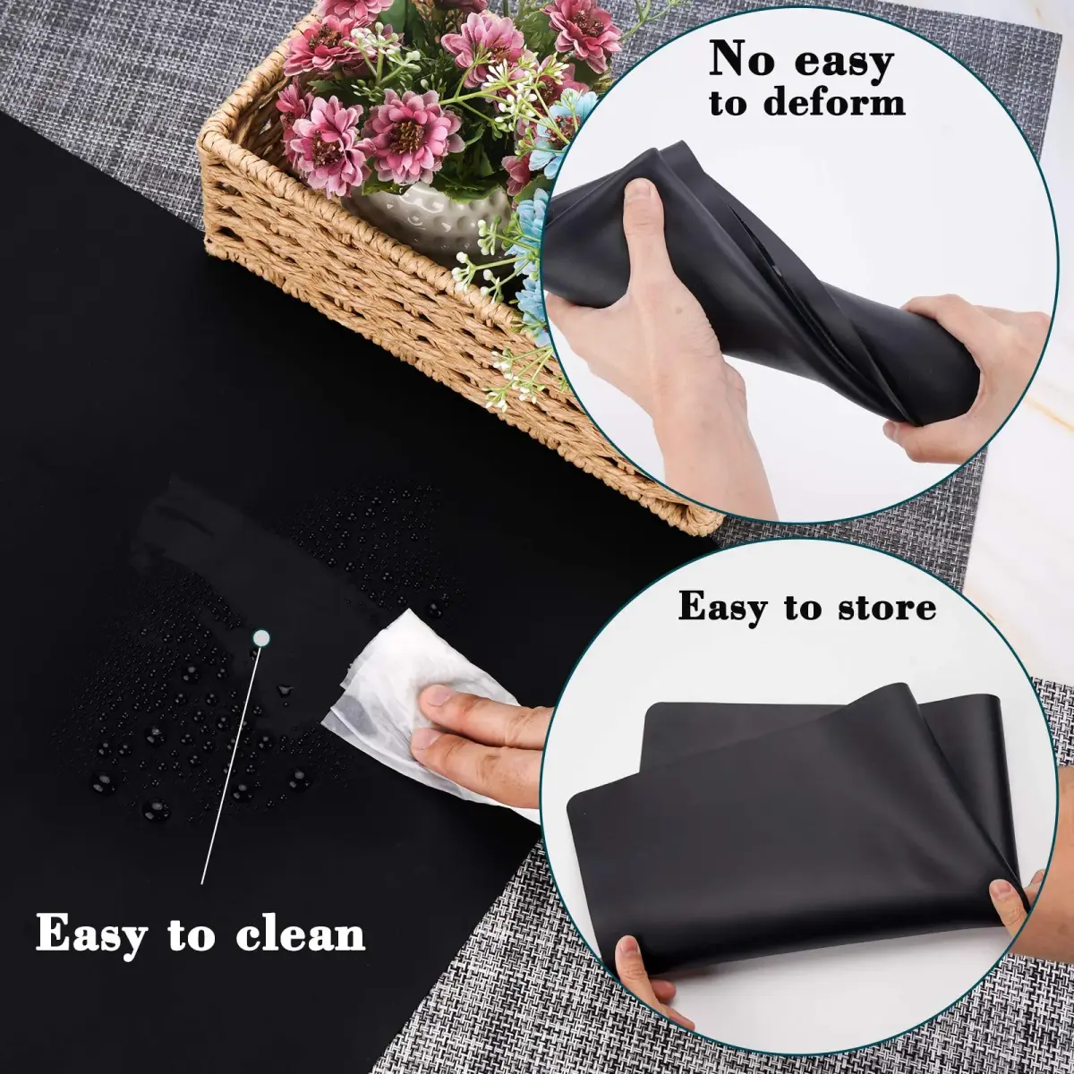Gartful Black Silicone Craft Mat 70cm x 50cm (27.6" x 19.7") | Extra Large Heat Resistant Countertop Protector - view 6