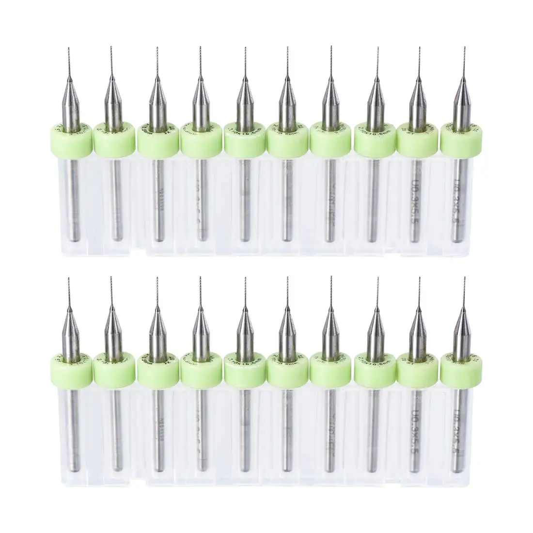 uxcell 0.3mm Tungsten Carbide PCB Drill Bits 38mm (1.5") L, 3mm (1/8") Shank, 20-Piece Set | Precision Micro Drilling for Electronics & Crafts - main product image