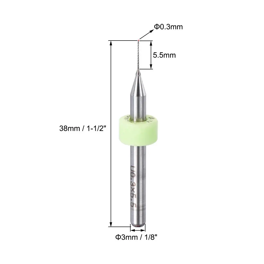 uxcell 0.3mm Tungsten Carbide PCB Drill Bits 38mm (1.5") L, 3mm (1/8") Shank, 20-Piece Set | Precision Micro Drilling for Electronics & Crafts - view 2