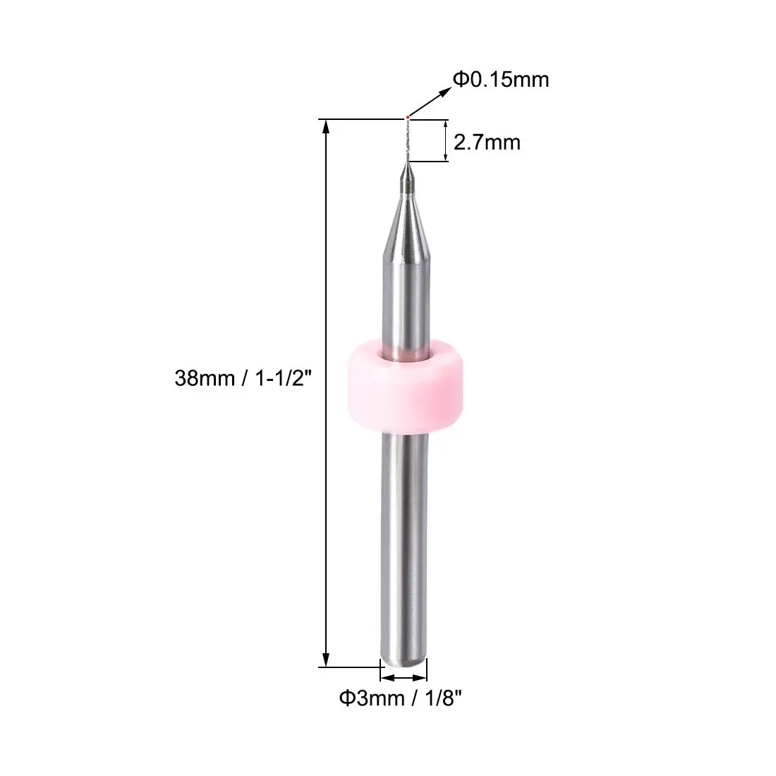 uxcell 0.15mm Tungsten Carbide PCB Micro Drill Bits 3mm (1/8") Shank, 38mm Length | 10 Pcs Set for Electronics & Woodworking - view 2