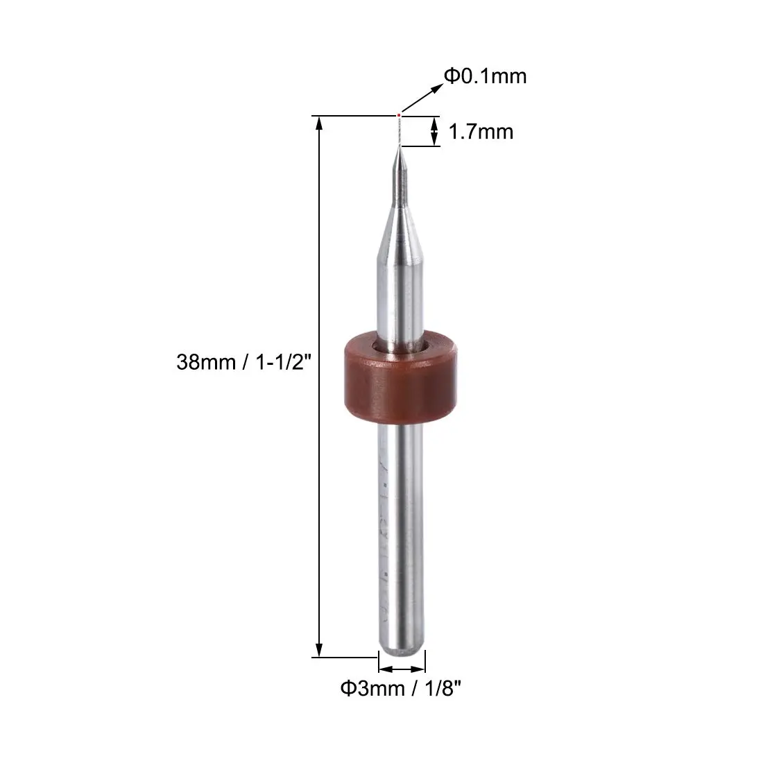 uxcell 0.1mm Tungsten Carbide PCB Drill Bits 3mm (1/8") Shank, 38mm Length | 10-Piece Set for Precision Drilling - view 2
