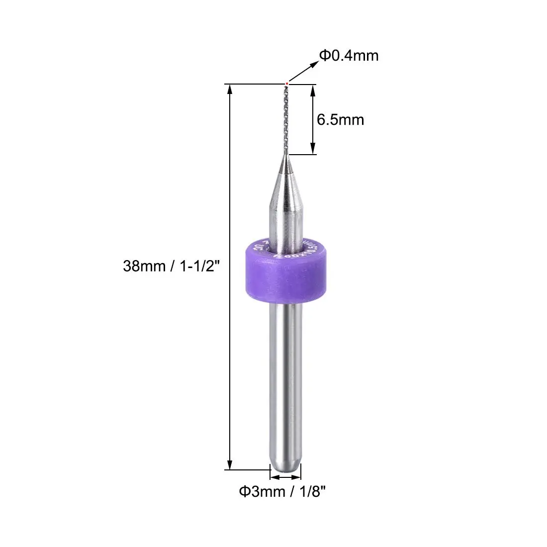 uxcell 0.4mm Tungsten Carbide PCB Drill Bits 3mm (1/8") Shank, 38mm Length | 10 Pcs Set for Electronics & Woodworking - view 2